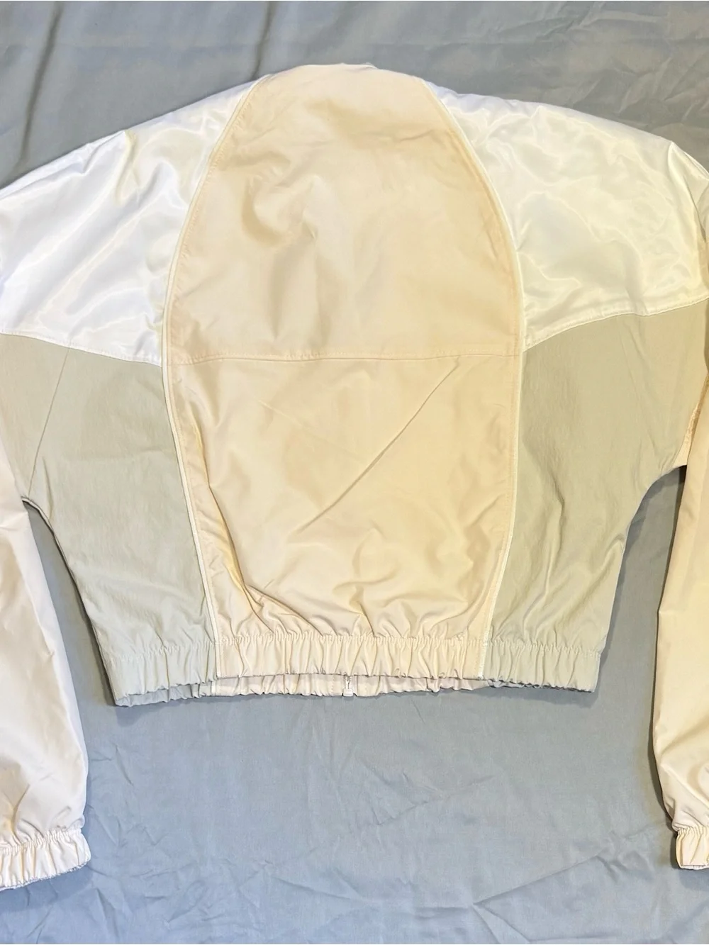 Nike Cropped Bomber Jacket in Light Beige and White